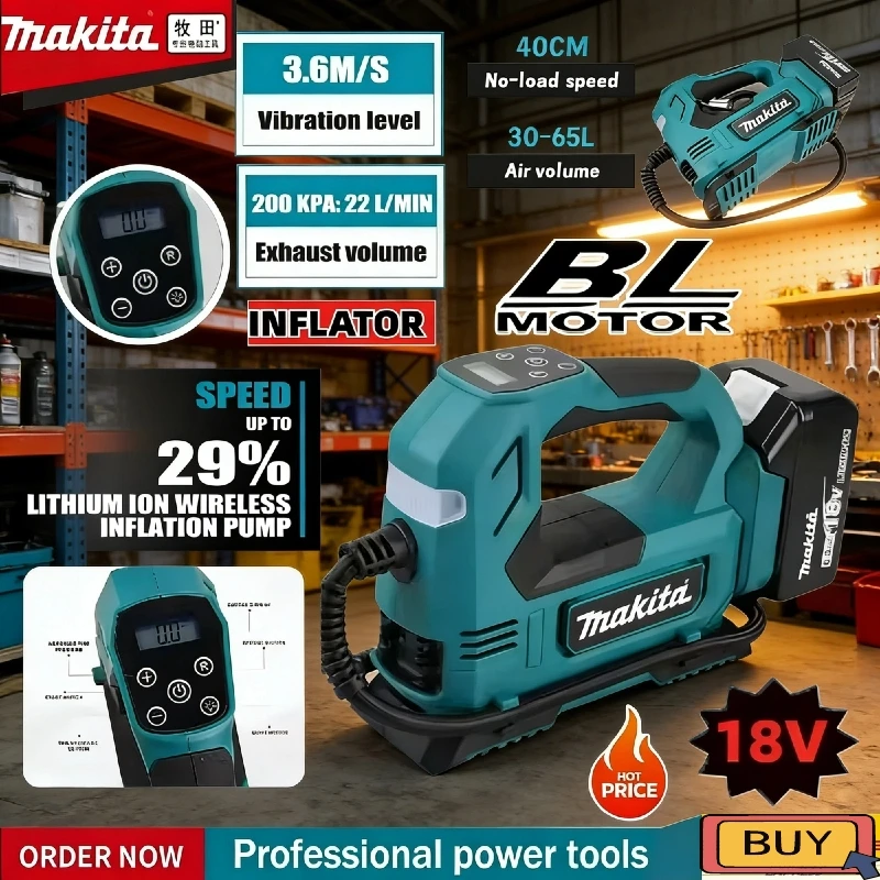

Makita Tyre Pump 18V with Digital Air Compressor Display Power Tool Electric Air Pump Cordless Handheld Air Inflator Portable