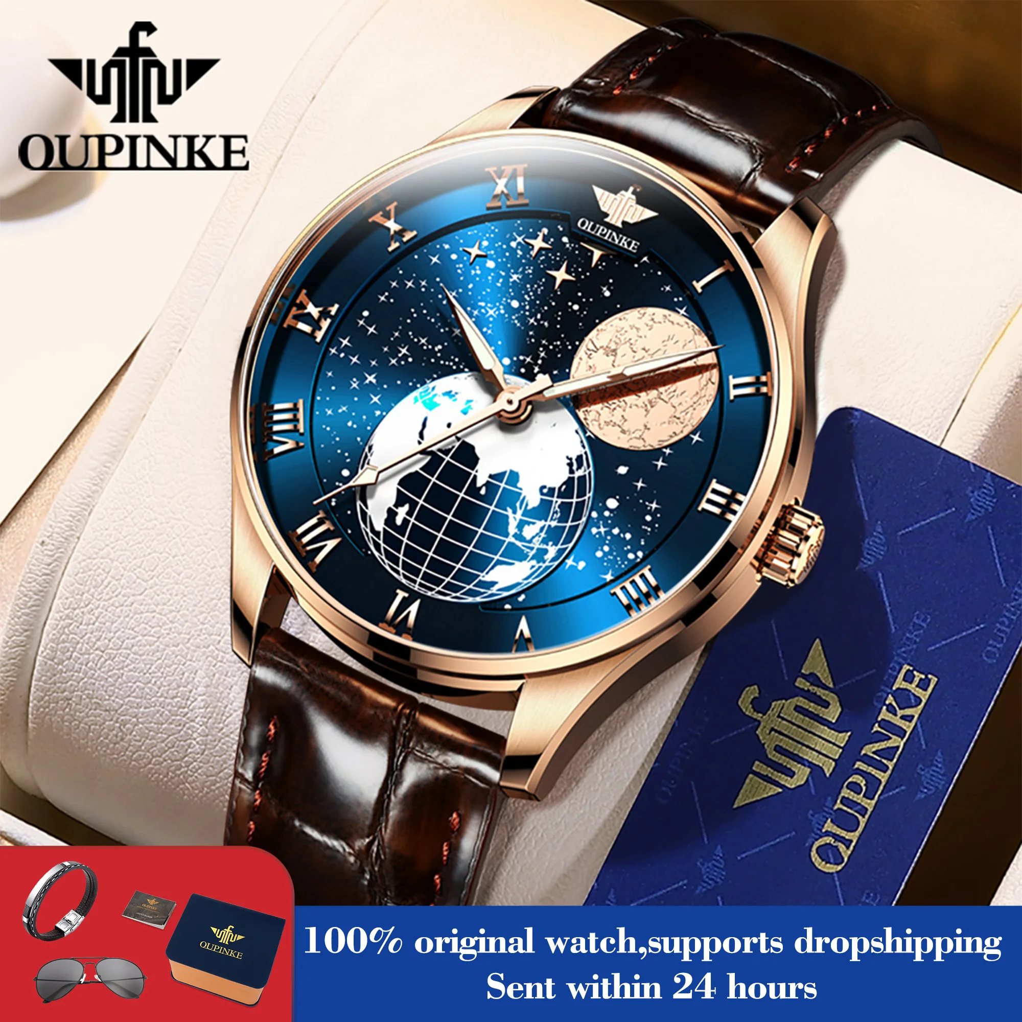 

OUPINKE 3177 Man Watch Top Brand Roman Scale Automatic Men Hand Clock Luxury Mechanical Watch For Men Waterproof Male Wristwatch