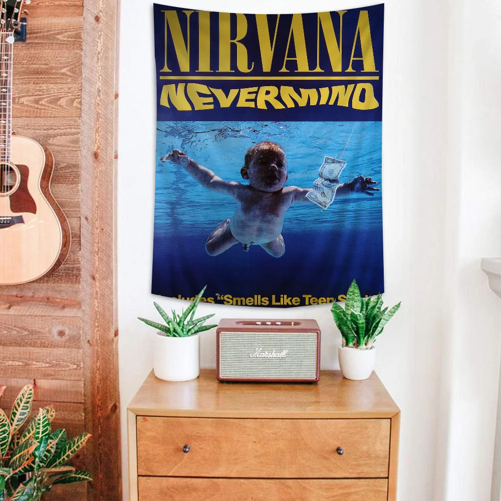 A-N-Nirvana-Rock Band Cartoon Tapestry Wall Hanging Decoration Household Home Decor