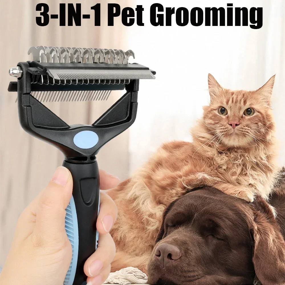 3 In 1 Pet Deshedding Brush Dog Hair Remover Pet Fur Knot Cutter Puppy Cat Comb Brushes Dogs Grooming Shedding Supplies