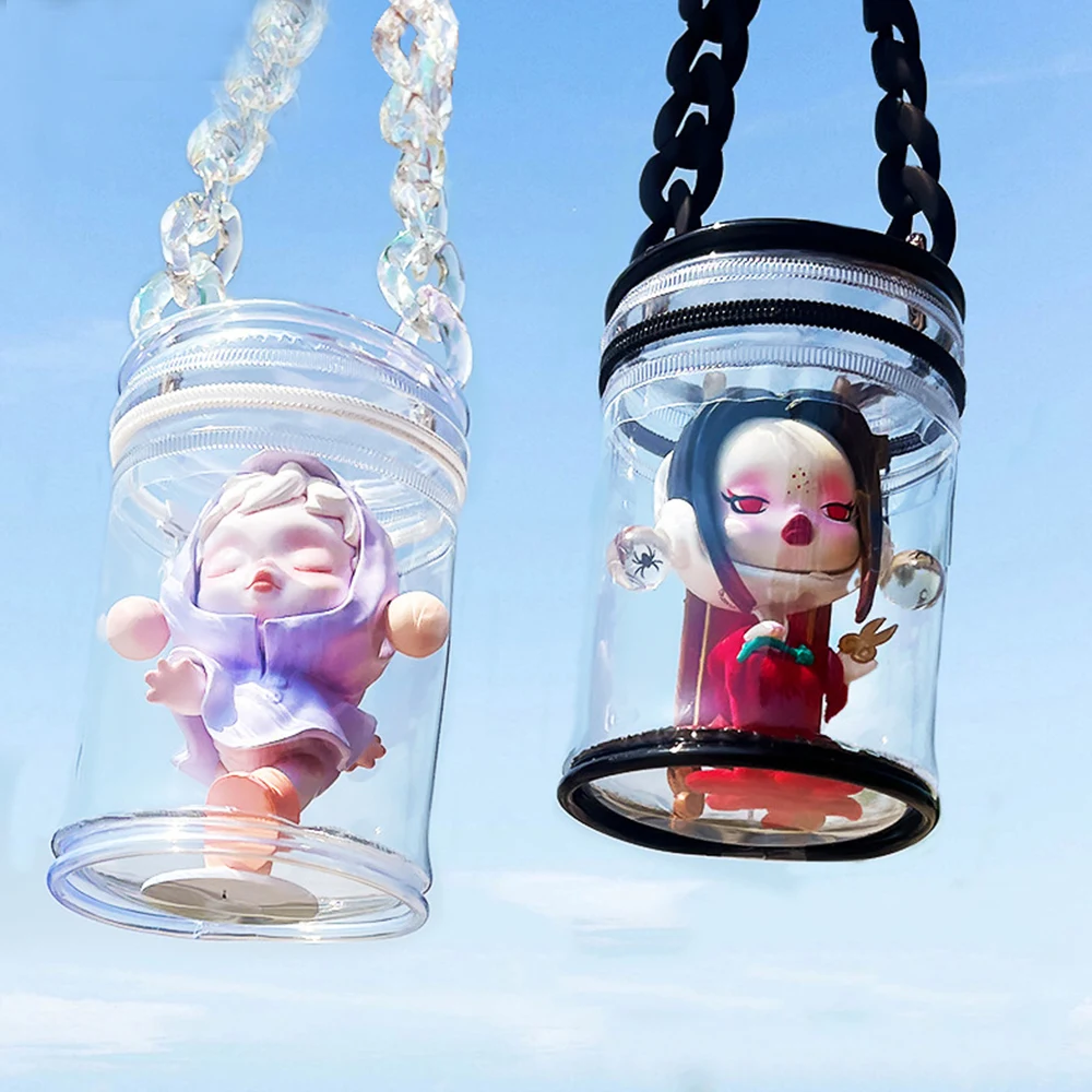 

1pcs Clear Cute Cartoon Doll Storage Bag Keychain PVC Transparent Mystery Box Thicken Wallet Girl Toy Doll Gift Bag High Quality