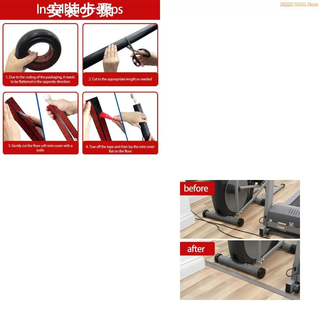 K1AE Cable Hiders Flexible Floor Wire Duct Cord Management Floor Cable Protectors