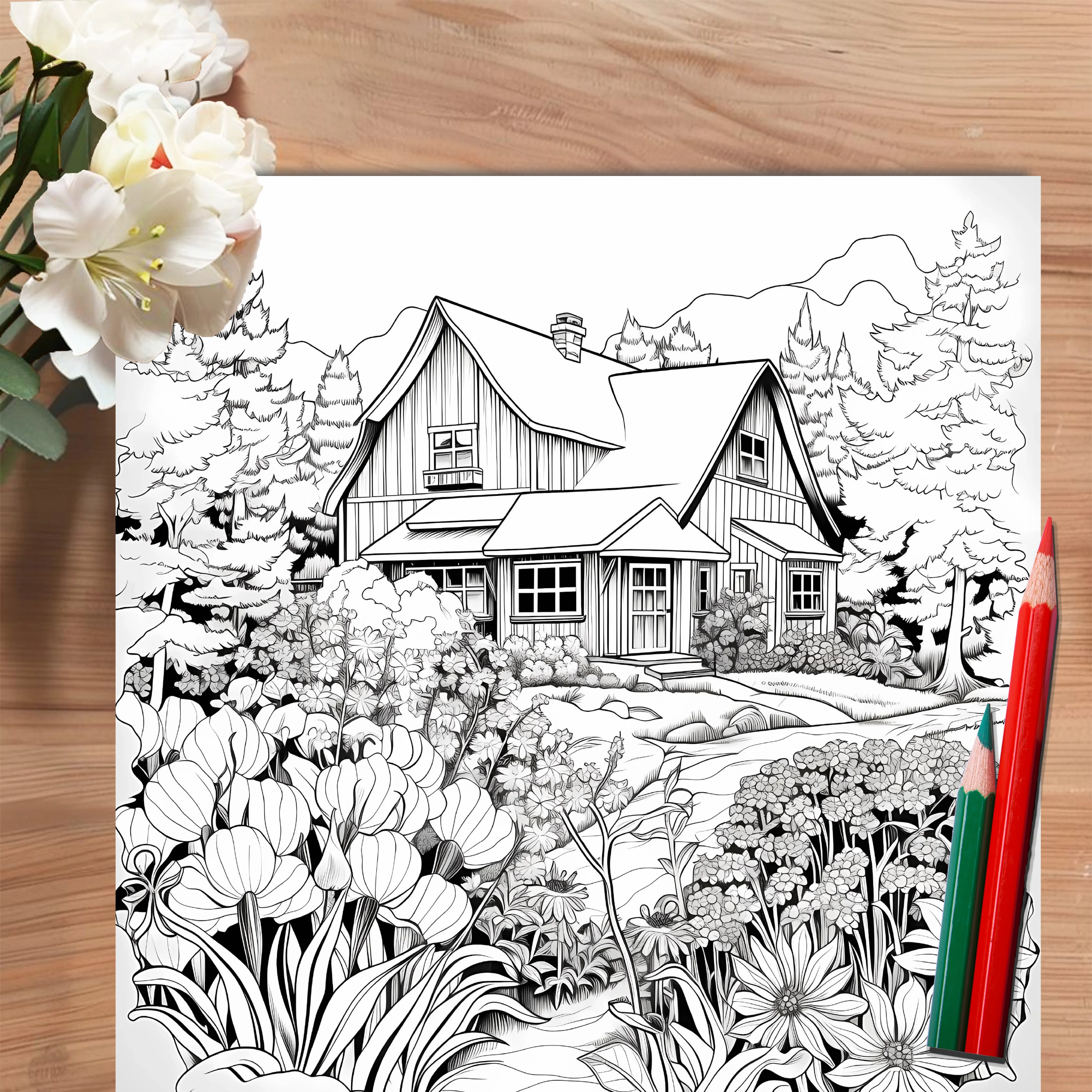 Adult Picture Book: Countryside Coloring Book with Realistic Scenic Landscapes for Relaxation and Creativity