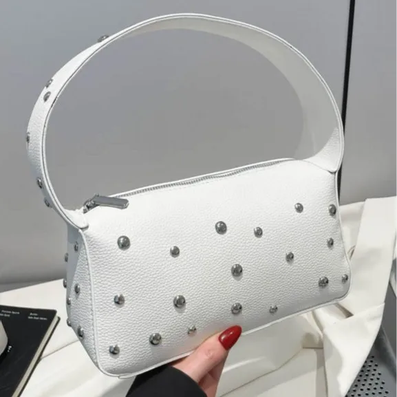 

​​2025 New Yuez Design Studded Shoulder Bag for Women Summer Trendy Pillow Handbag Fashionable Underarm Purse Stylish Top