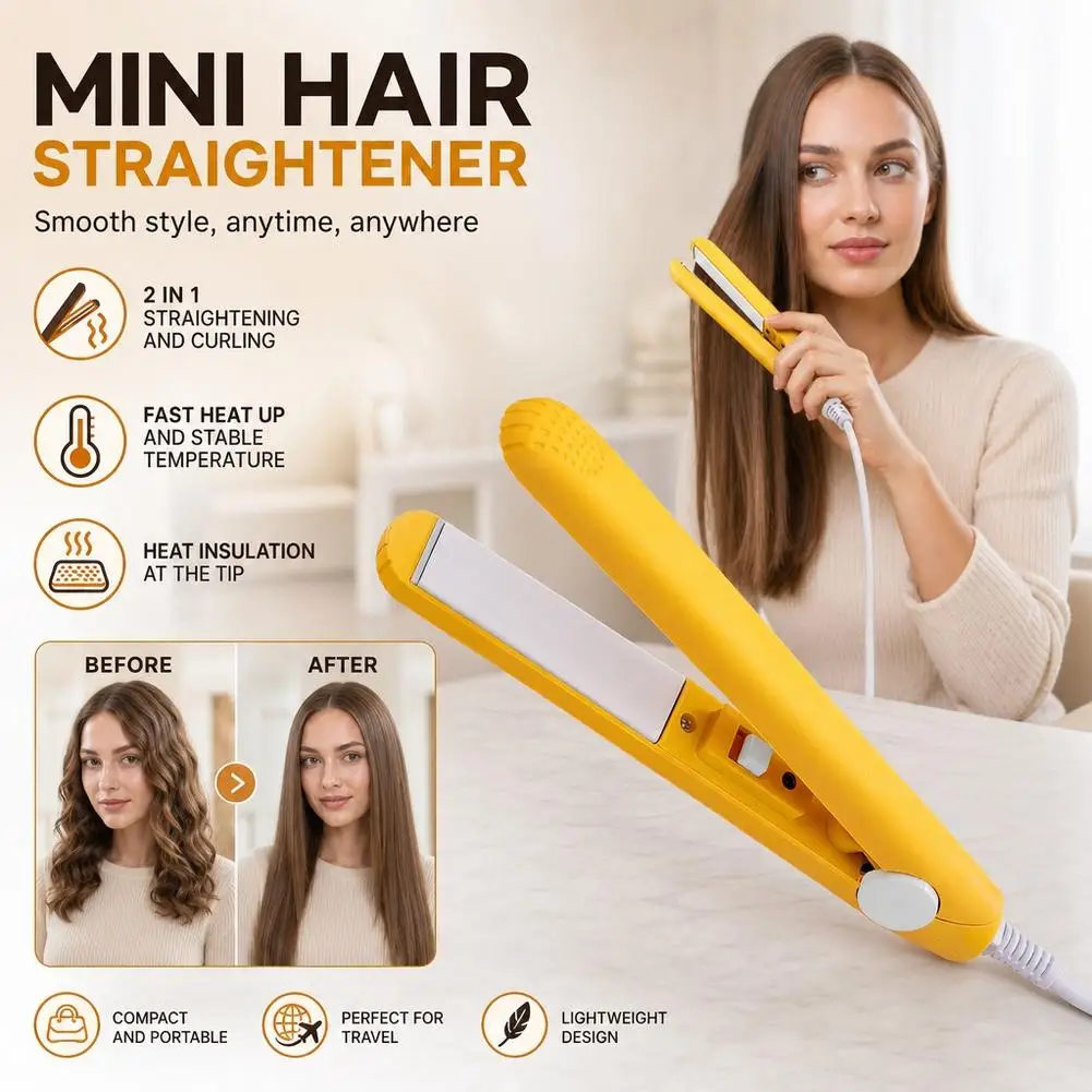 Mini Dual Purpose Hair Perm Machine Straight Curling European Standard Bangs Divine Tool with Straight Plate Clip