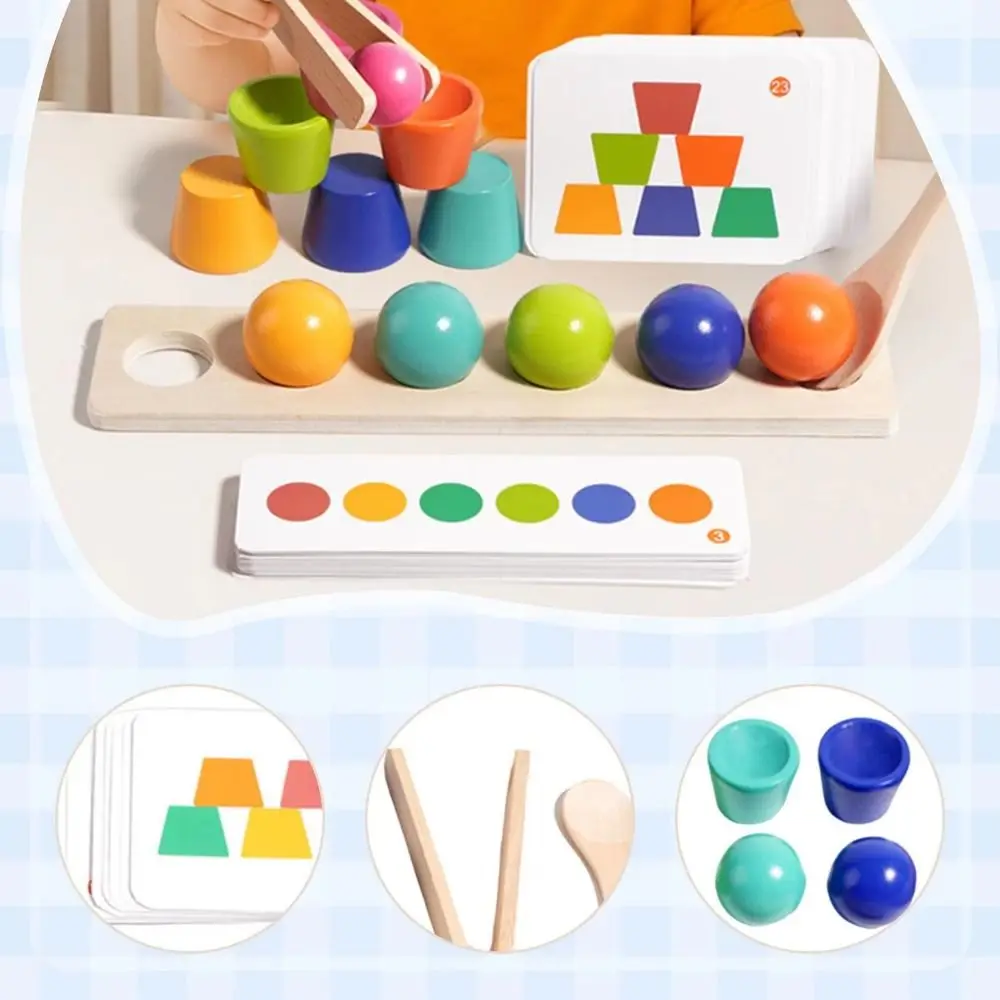 Creatief Montessori Kleur bijpassende balspeelgoed Clip Gekleurde bal Bouwsteenspeelgoed voor kinderen Lepel Stapelbeker