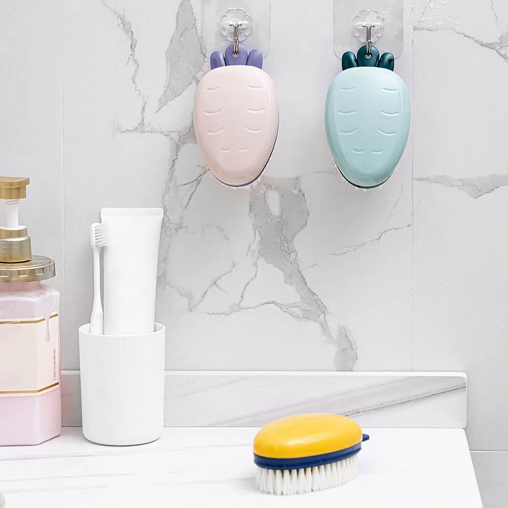 

3Pcs Shoe Brush Cleaner Multi-Purpose Laundry Clothes Scrub Soft Bristles Carrot Design Comfortable Size Portable