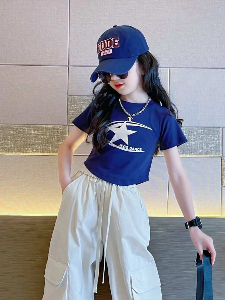 Girls Clothes Suits Children 2024 New Spring and Summer Fashion Top and Trousers Simple Casual Two-piece Set Fashion Clothes