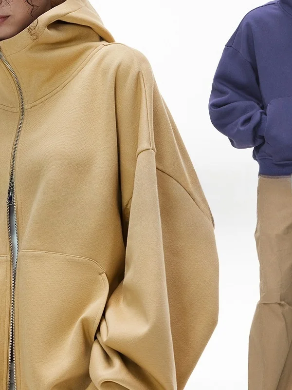 

Iation Boxy Hoodie Fce Lined Svel Jaet Spring Autumn Winter New Eggell Velvet Zipper Coat Men's Casual Wear