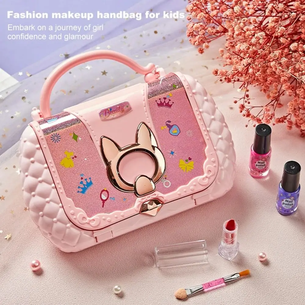 Kit de maquillage lavable avec cosmétique pour enfants, kit de maquillage princesse rose pour petites filles, kits de jouets de maquillage pour tout-petits, enfants