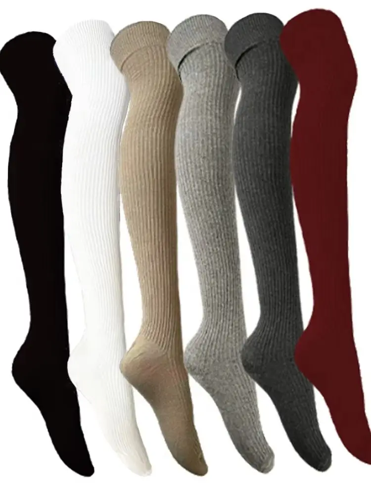 Damenstrümpfe, Gamaschen, gestreift, lange Socken, Oberschenkel, Winter, hohe Strümpfe, warme Overknee-Socken, weiche Wolle, Weihnachtsstrümpfe – Detail 1