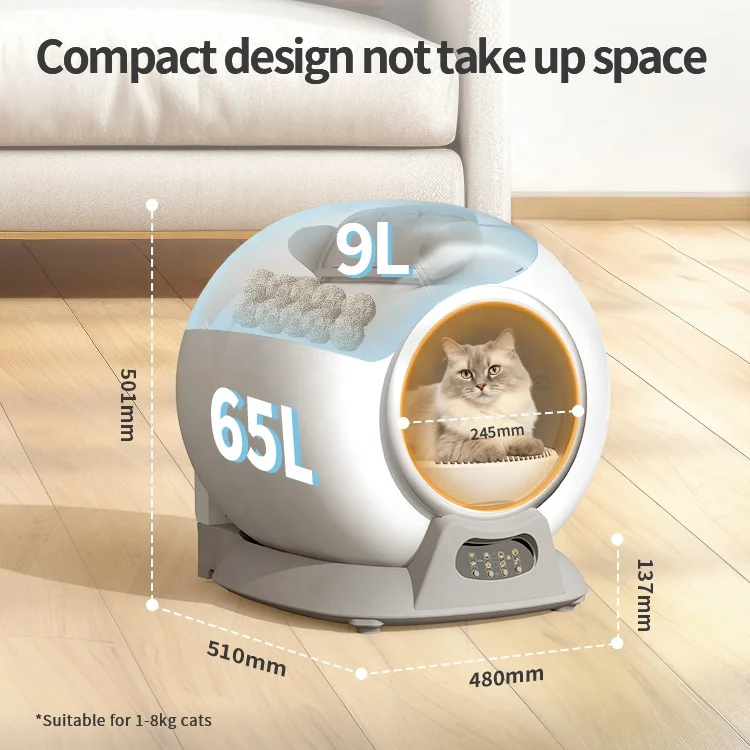 New Style Smart Cat Box Self-Cleaning Automatic Cat Toilet  With Wifi Touch Control 65L Large Space