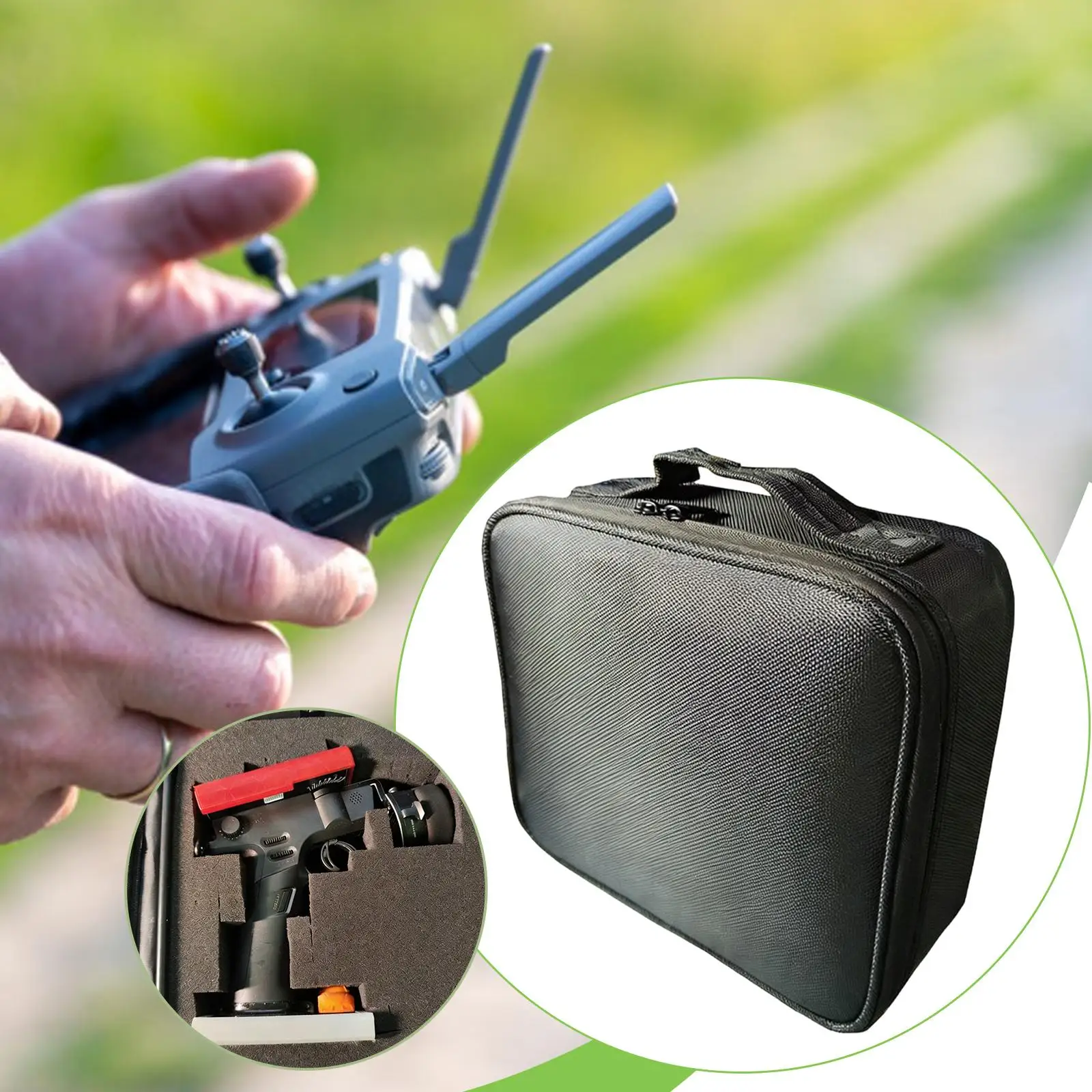 Lightweight Nylon RC Controller Bag High Density Foam Insert Shockproof Case for NB4 Transmitter Storage