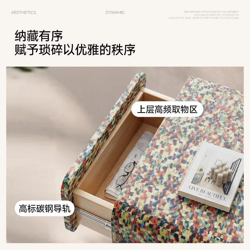 Fomex Fomex Rainbow Mosaic Premium Bedside Table Household Bedroom 2026 New Light Luxury Good-looking Simple Modern Bedside Cabi