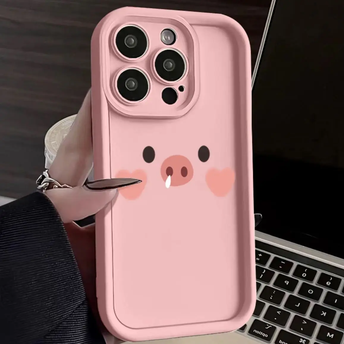 Cute Pig Phone Case for IPhone 14 13 12 11 15 Pro Max XS XR X 8 7 Plus SE2 14Pro 15Pro Matte Soft Silicone Shockproof Back Cover