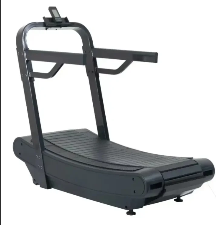 

Extra Wide LED Screen Treadmill with Nylon Running Belt Curved Non-Powered Design Mechanical Drive for Home or Gym Use