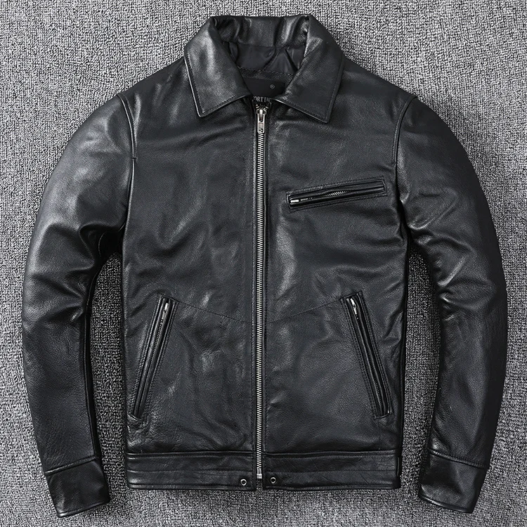 

leather Free shipping.New arrival coat,Mens genuine leather Jacket,classic biker Cowhide clothing.Winter warm.plus size.sales