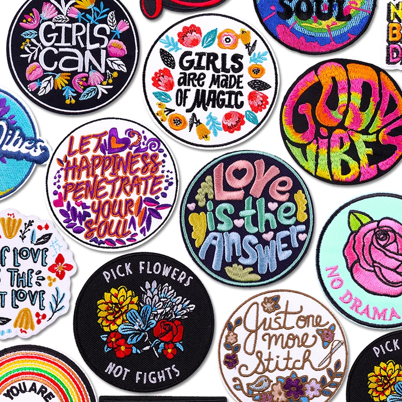 Cartoon/Brief Blume bestickt DIY Frauen Rechte Patch Eisen auf Patches für Kleidung thermoadhäsive Patches für Kleidung Abzeichen