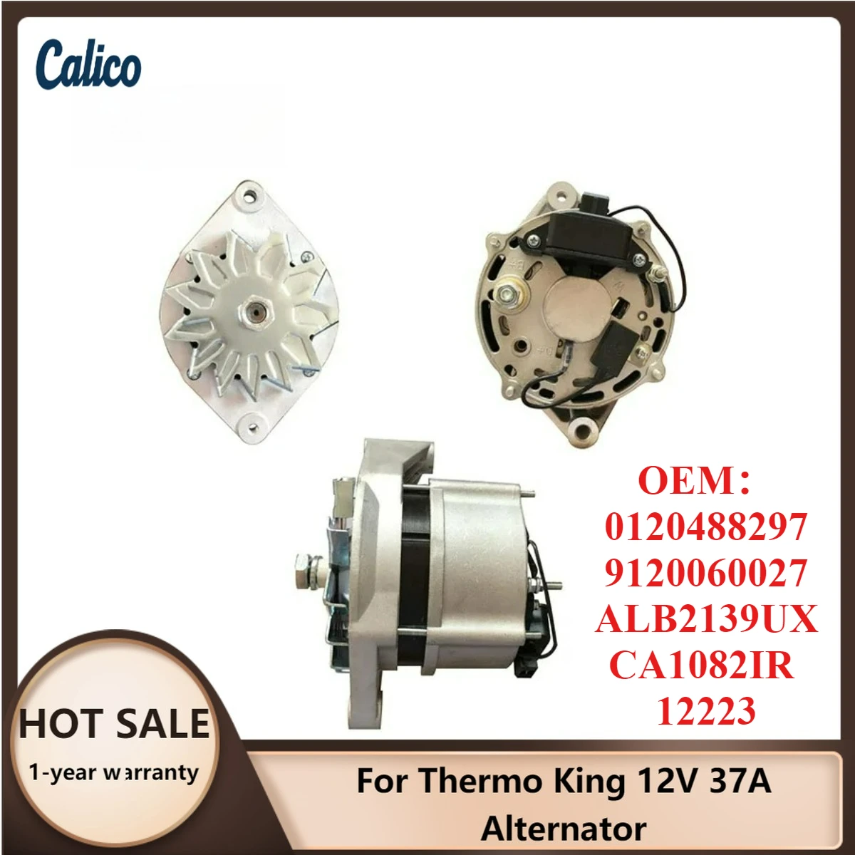 

Exclusive Production Suitable for Thermo King 12V 37A Alternator 0120488297 9120060027 ALB2139UX CA1082IR 12223
