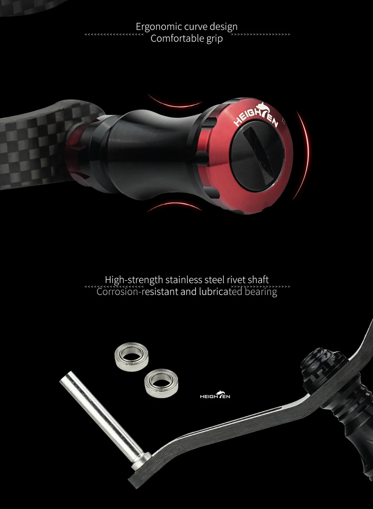 HEIGHTEN Spinning Carbon Reel Griff 90mm für Shimano Daiwa – Detail 5