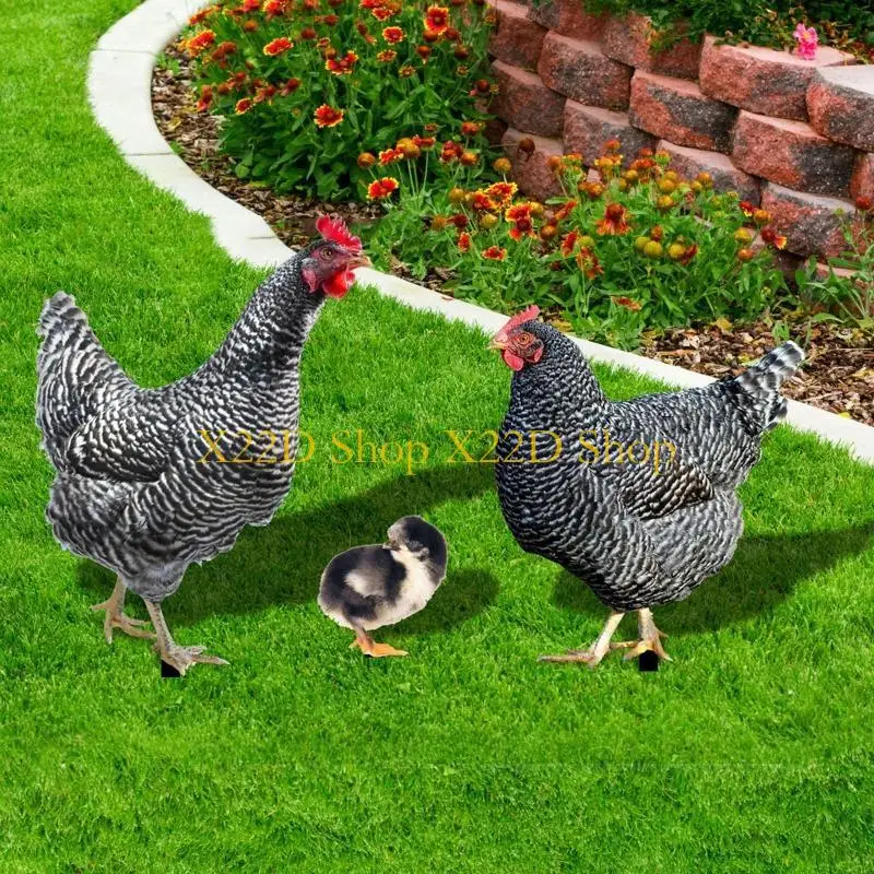 

X22D 3Pcs Rooster Hen Chicken Acrylic Animal Stakes Lawn Stakes Outdoor Garden Statue