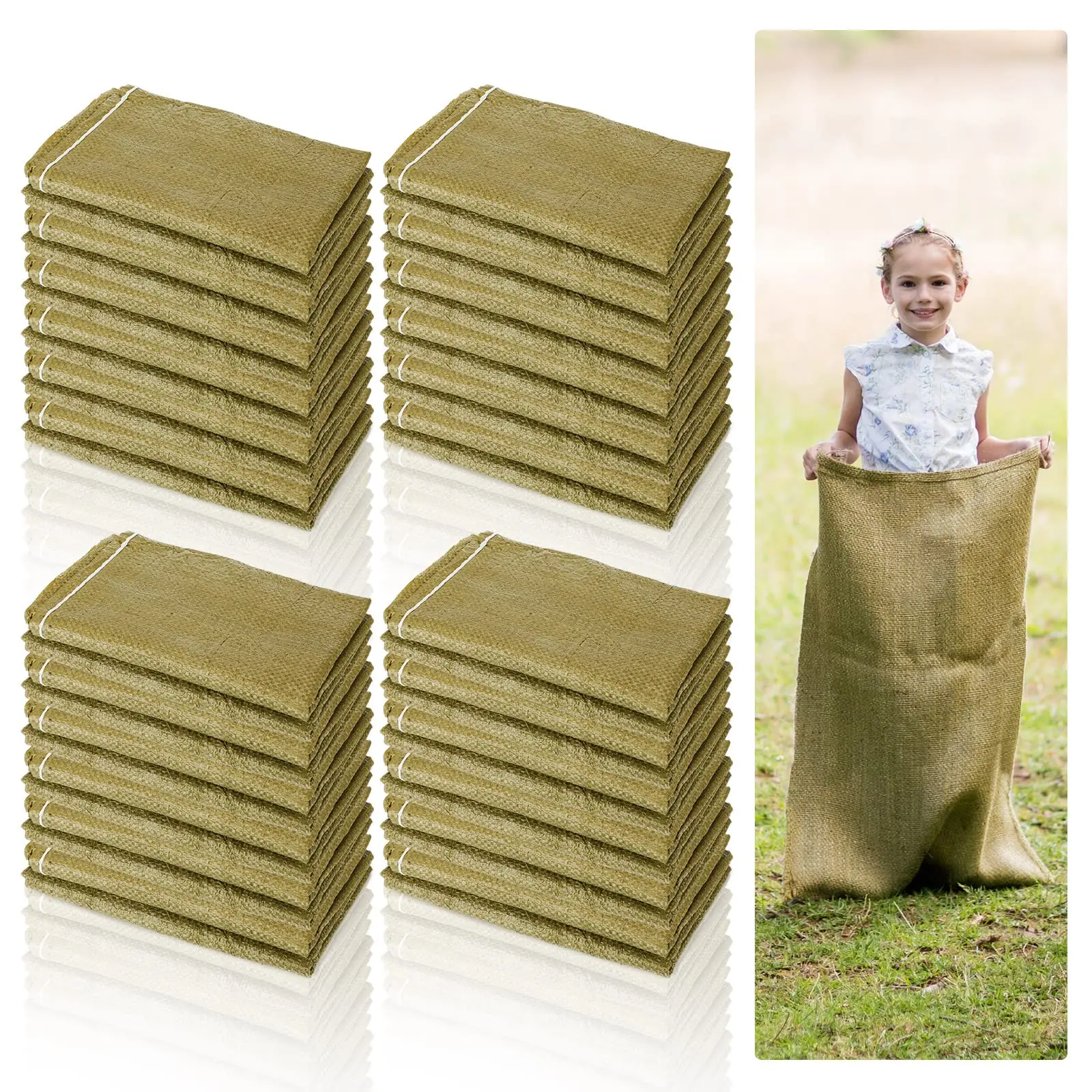 24 Pcs Large Potato Sack Race Bags Outdoor Lawn Games Gunny Sack for Outside Yard Birthday Family Reunion Easter Carnival Picnic