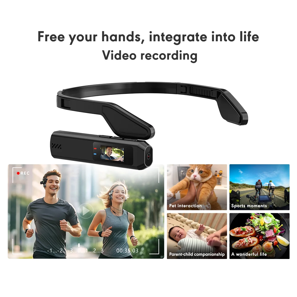 كاميرا Hellodigi 2.7K/60FPS مثبتة على الرأس يمكن ارتداؤها وكاميرا فيديو WiFi 110 ° عدسة واسعة الزاوية مدمجة للتحكم في تطبيق البطارية