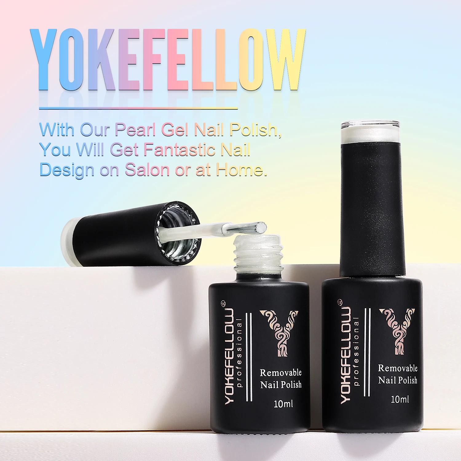 YOKEFELLOW Pearl Gel Nail Polish 10ML White Mermaid Gel Polish Aurora Shimmer Pearlescent Shell Soak Off UV Gel Nail Polish