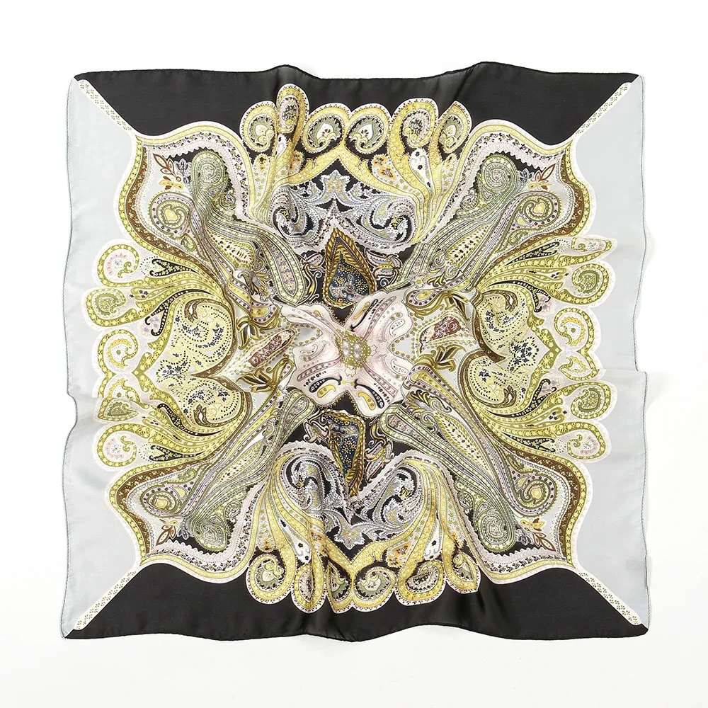 70 cm Haar-Print-Seidenschal mit kühlendem Gefühl für Damen, modische Halstüte, Handtaschen-Foulard, Handgelenktuch, Schal, Wickeltuch, Hijab, Damenaccessoire – Detail 3