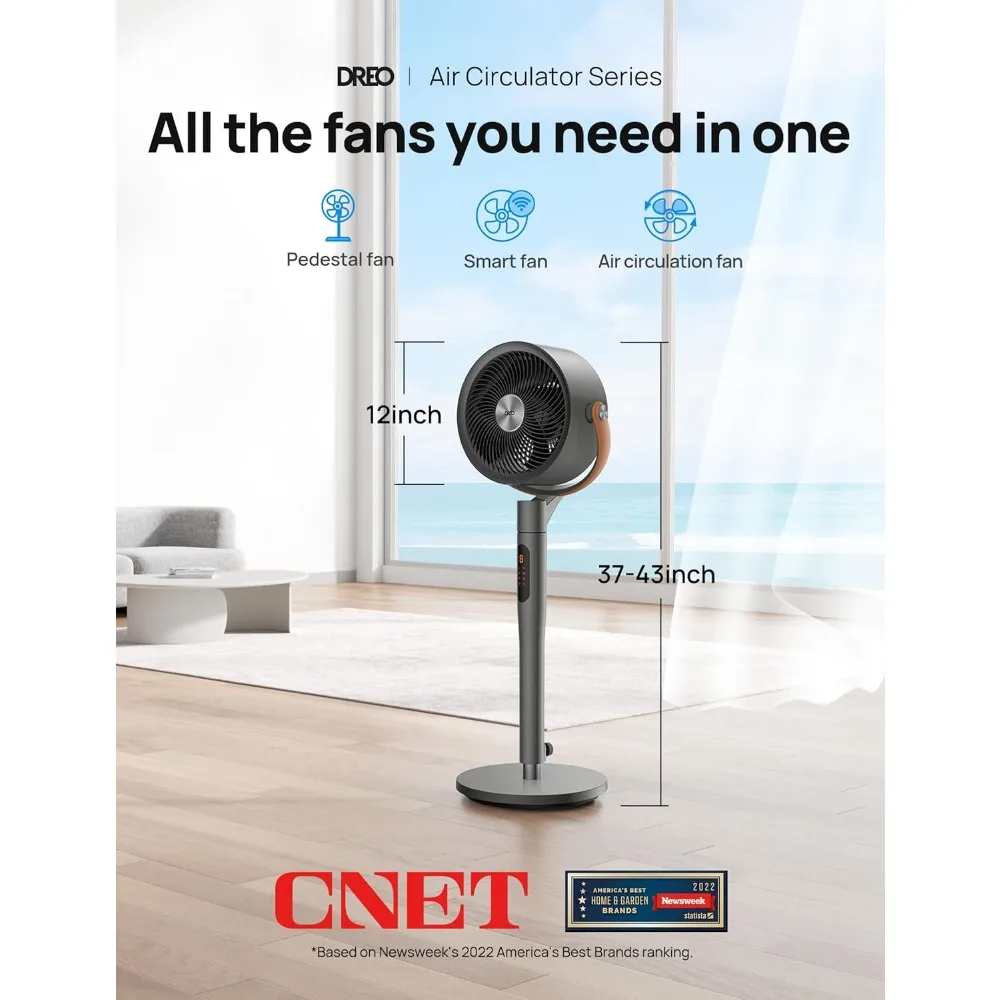 Fan For Bedroom, Standing Fan for Home, 120°+105° Smart Oscillating Pedestal Fans with Wi-Fi/Voice Control,