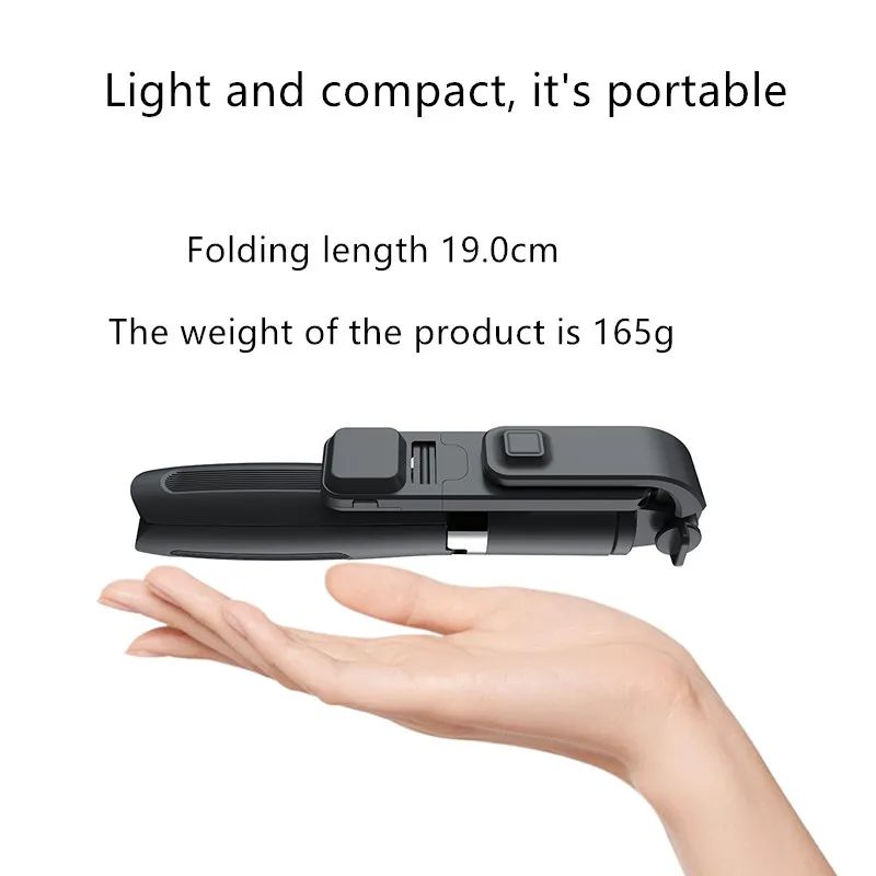 YLW-Estabilizador de cardan portátil sem fio para celular, Bluetooth Selfie Stick, Tripé com luz de preenchimento, Obturador para IOS e Android