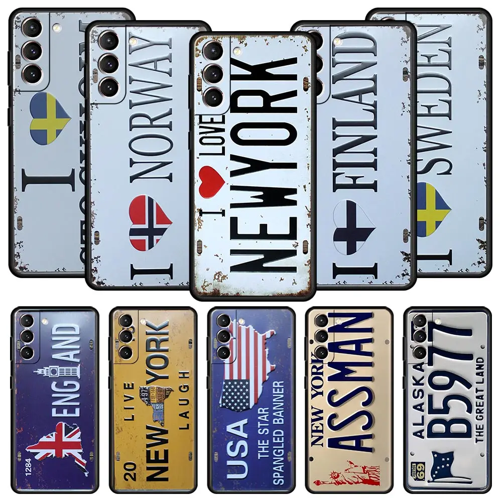 

Retro Funny License Plate Number Car Phone Case For Samsung Galaxy S23 S24 Ultra S22 S21 S20 FE 5G S10 S10E S9 S8 Plus 20 Cover