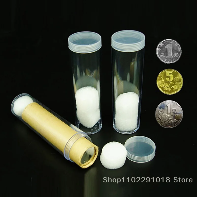 19-32mm Clear Plastic Roll Coins Storage Tube Protective Tube Holder Coins Collect Protect Small empty storage box Tools