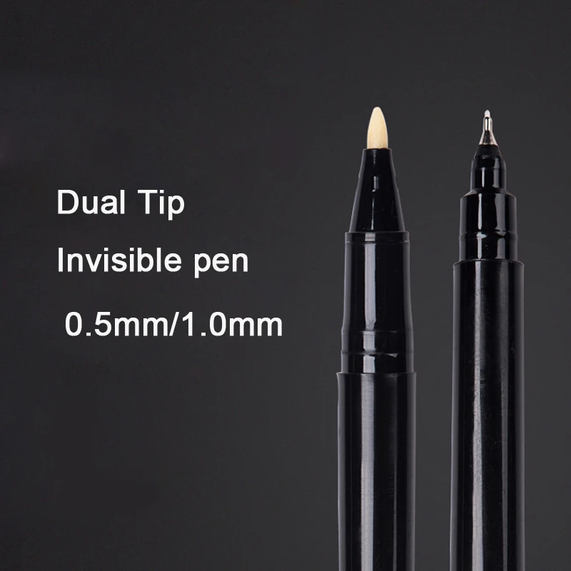 1pcs Invisible Fluorescent Pen UV Light Markers Pen Dual Tip  0.5mm/1.0mm Hidden Ink Pen Invisible Pen Children Spy Game Pen