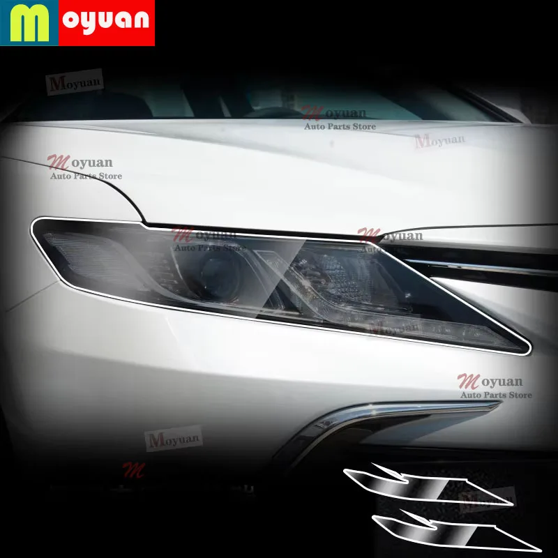 

2 Pcs Car Headlight Protective Film Headlamp Transparent Black TPU Sticker For Toyota Camry 2018-2023 car Accessories