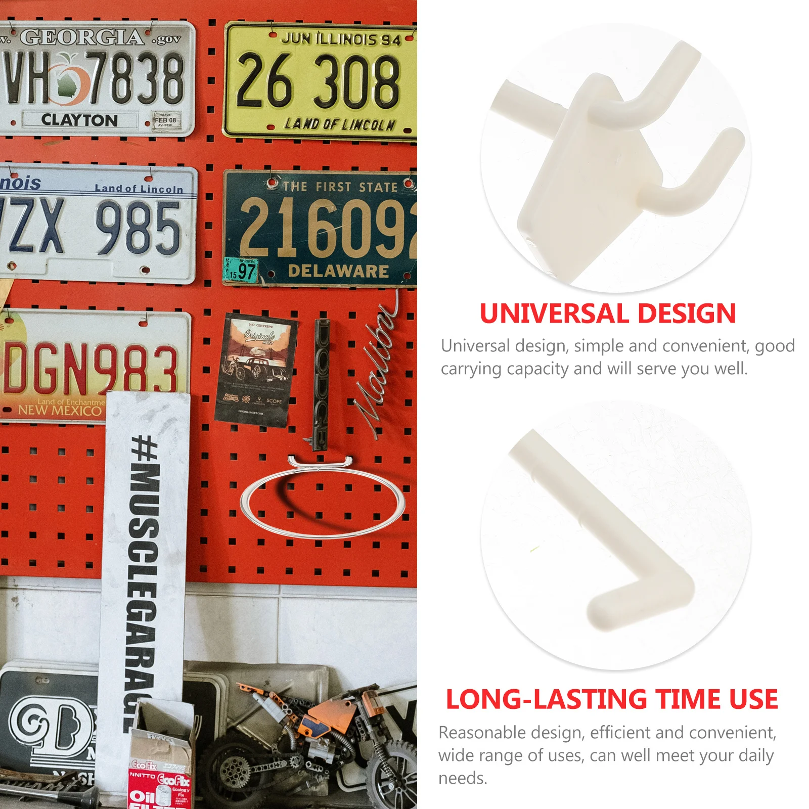 

100Pcs Pegboard Hooks ABS Heavy Duty Tool Storage Utility Hooks for Garage Workshop Pegboard Hanging Peg Board Hook Kits