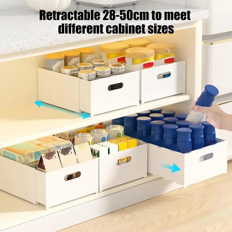 Kitchen Storage Bins Retractable Pantry Storage Boxes Kitchen Storage Baskets Multifunctional Container Organizer For Closet