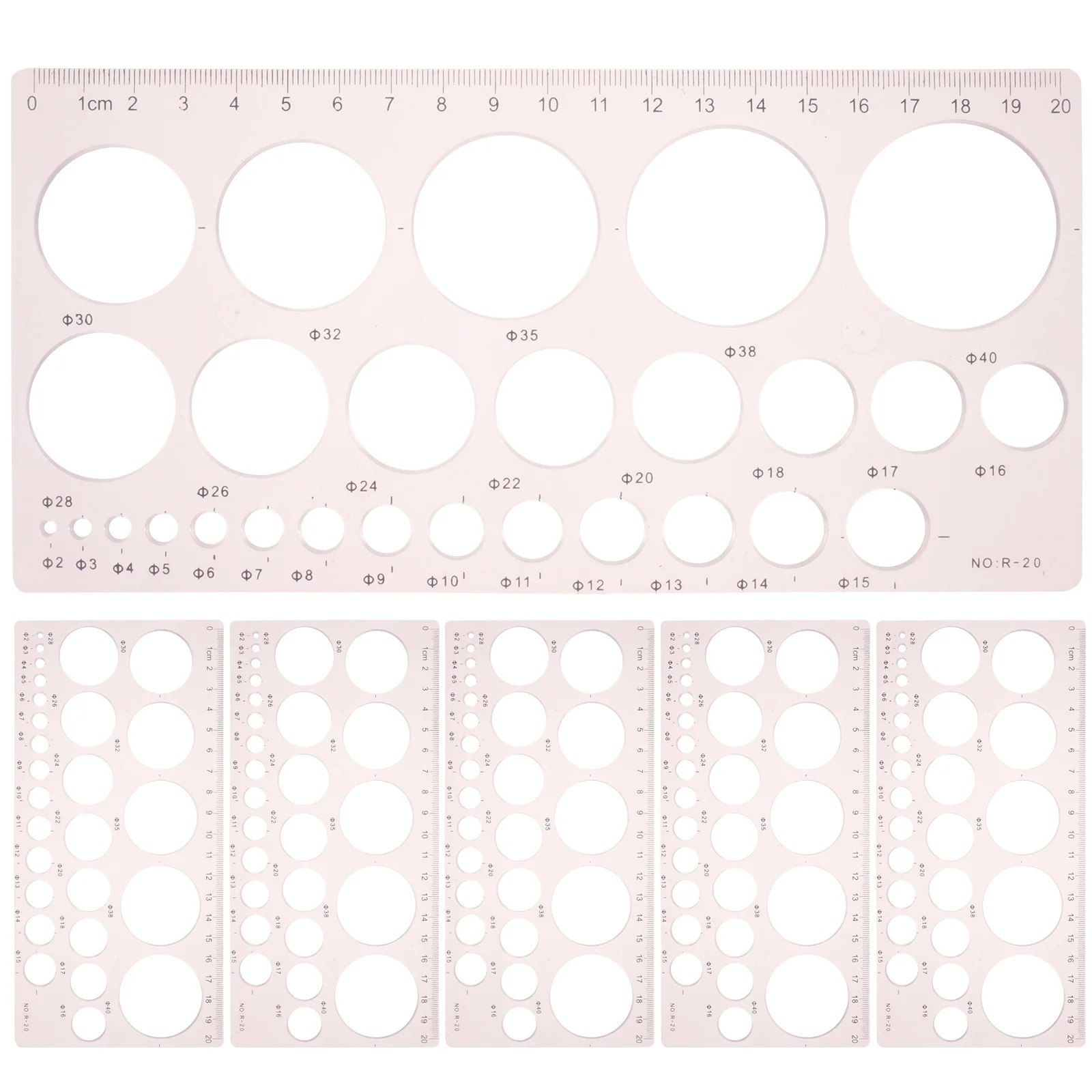 6Pcs Multi-Functional Geometric Drawing Templates Plastic Rulers Lightweight Stencils for Architecture