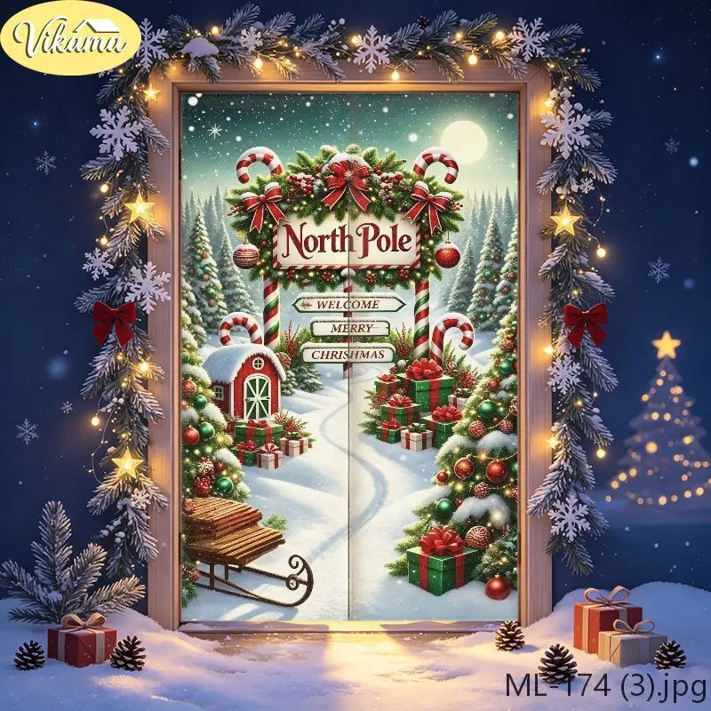Funny Santa Claus Christmas Door Curtain Breaking Wall Design Hanging Door Cover Xmas Home Decoration Holiday Winter Surprise
