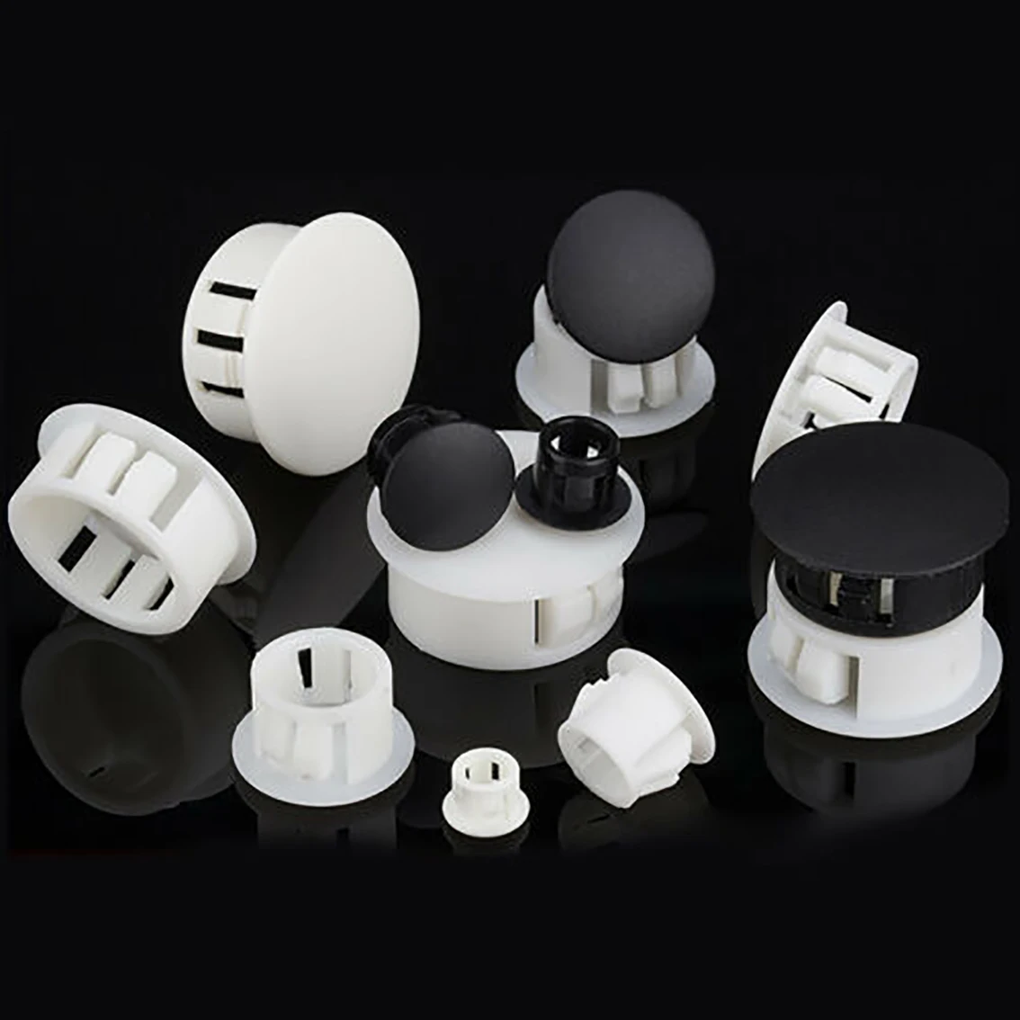 Black/White Nylon Round Snap-on Plug 6mm 8mm 10mm 13mm-30mm Plastic Hole Caps Blanking End Caps Seal Stopper