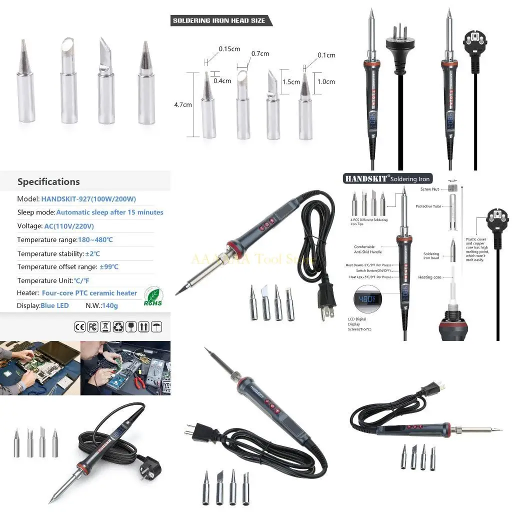 

A2BE 200W Светодиодный паяльный железо, установленное с переменной температурной контролем и прочной подставкой