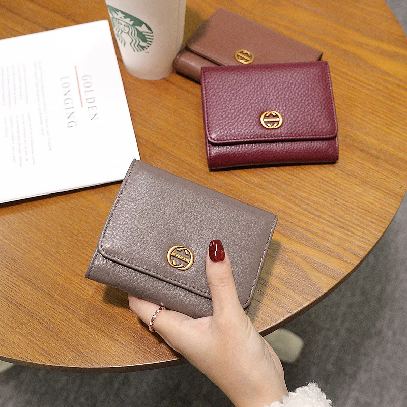 Short Wallet for Purse Genuine Leather New Fashion Credit Cards Organizer Card Holder Purse for Lady