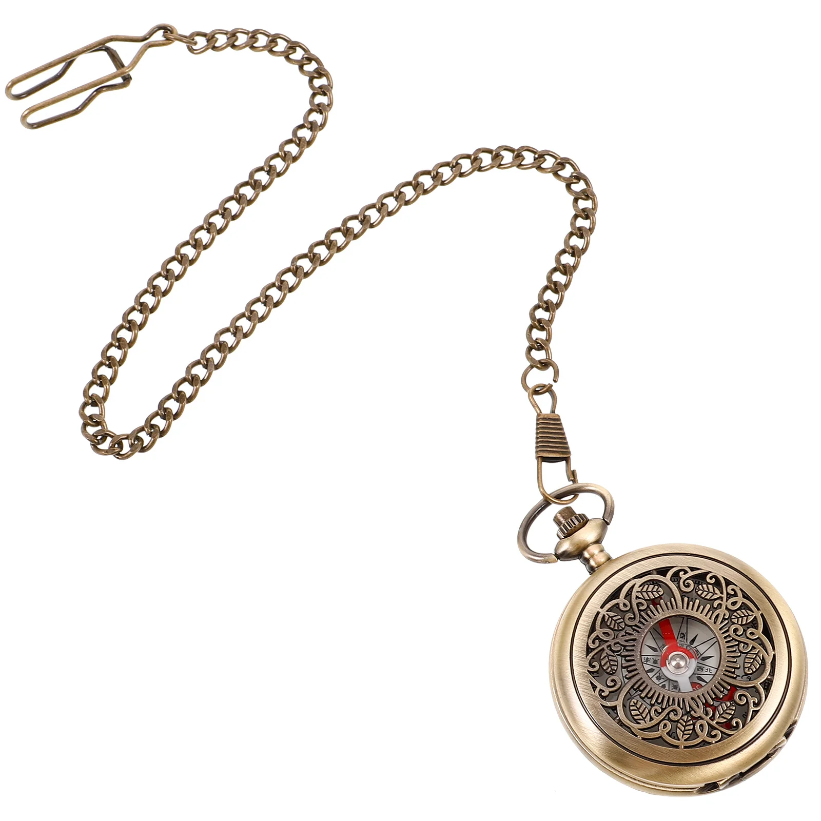 

Multifunctional Vintage Pocket Watch Compass with Metal Build Finish Hollow-Out Cover Accurate Navigation for Outdoor