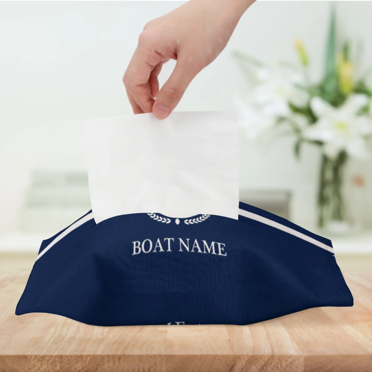 Dark Blue Nautical Series Decorative Tissue Box Linen Tissue Box Car Tissue Box Hotel Restaurant Tissue Box Can Be Customized