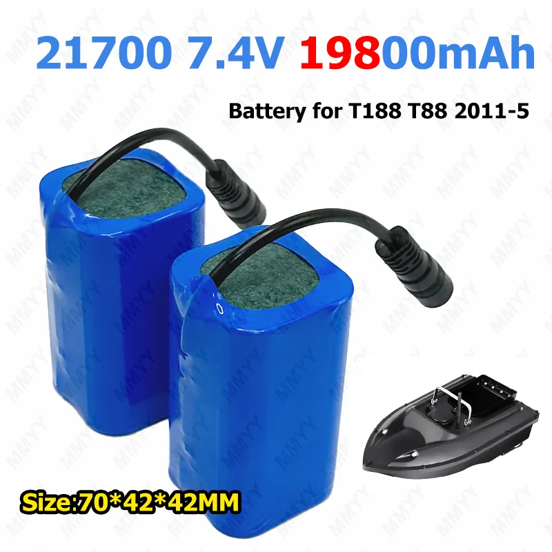 

7.4V 2S2P Battery 19800mAh Fishing Bait Boat Hook Lithium Batteries for T188 T888 2011-5 V007 C18 H18 RC Toy Feeder Spare Parts