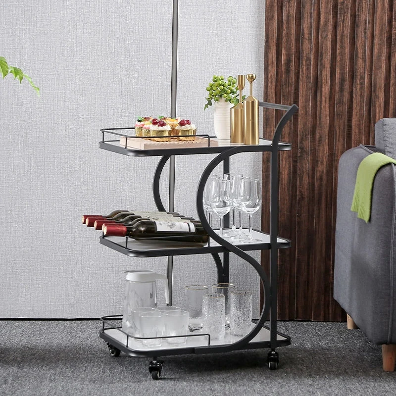 

Stainless Basket Cart High-style Rolling Storage Wooden Trolley Wheeled Janitorial Service Large Vibaroter Household Hotel