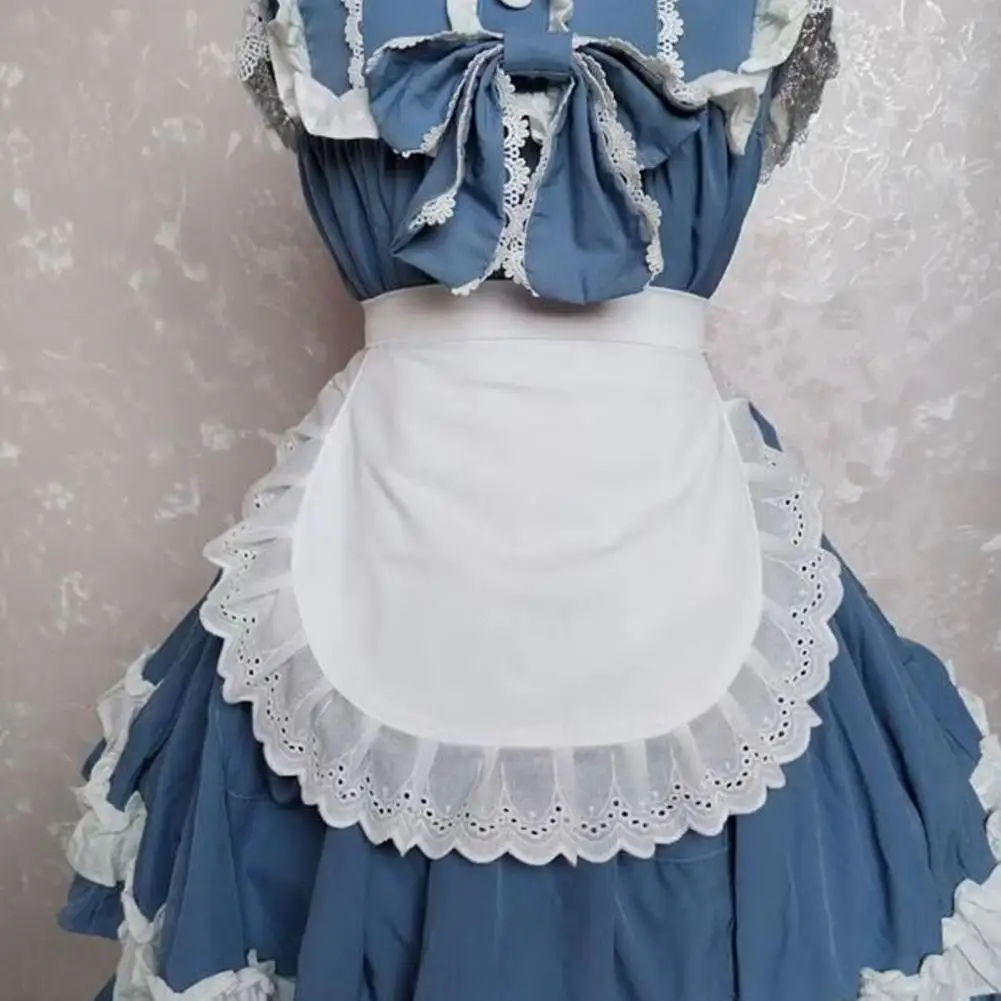 Maid Cosplay Apron White Ruffled Half Apron Kitchen Costume Girls Waist Apron for Cosplay Event Costume Theme Party Accessory