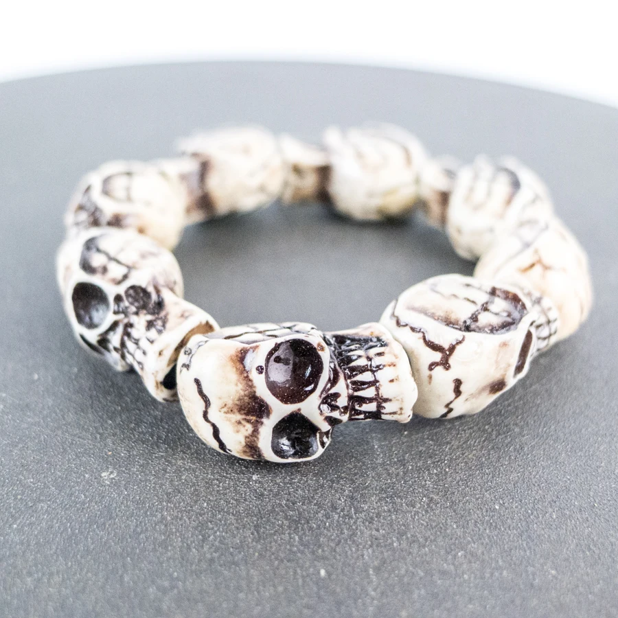 Skull Carving Men\'s Bracelet limitation Yak Bone Material Bone Art Vintage Bracelets For Man #GZ403