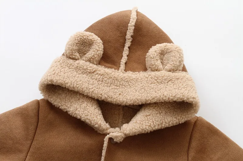 Neonato Inverno Addensare Caldo Pile Pagliaccetti Bambino Con Cappuccio Cerniera Pelliccia Sintetica Tuta Intera Pezzo Abiti Infantili Tuta