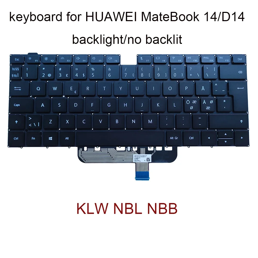 

Norway Euro Keyboard Backlight for Huawei MateBook D 14 NBL-WAQ9RP WAQ9L WAQ9R NBB-WAH9 WAP9R KLW-W19 W29 Laptop Keyboards